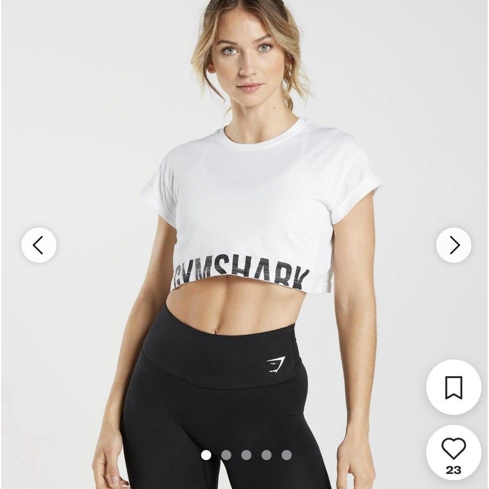 Gymshark Fraction Crop Top‎ White Athletic Workout Size XL